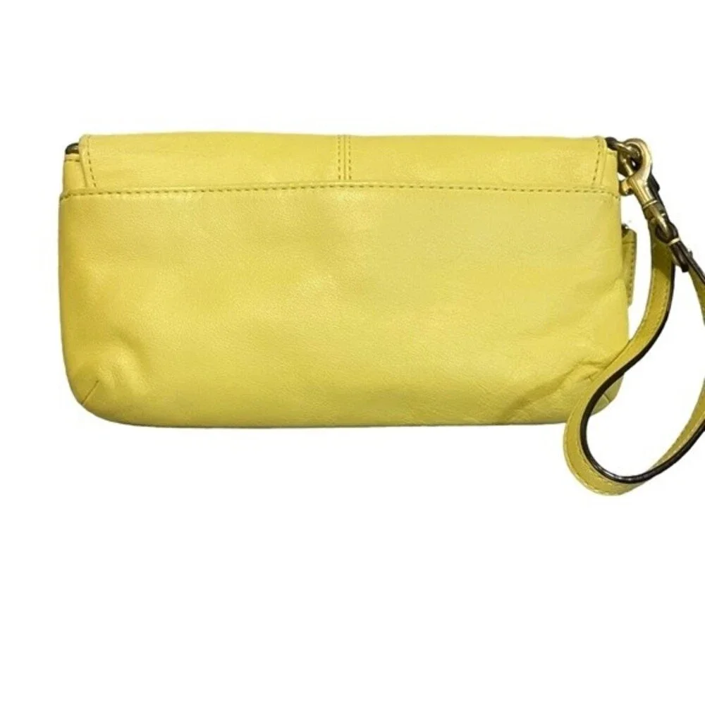 Coach Hampton Satchel Set w/ Wristlet Wallet. Signature w/ Yellow Leather Trim. - Picture 11 of 13